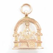 HALLMARKED 9CT GOLD GEORGE V 1919 MASONIC GOLD FOB