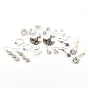 COLLECTION OF ASSORTED SILVER & WHITE METAL EARRINGS