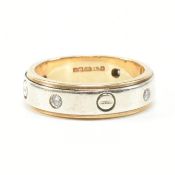 HALLMARKED 9CT BICOLOUR GOLD & DIAMOND BAND RING