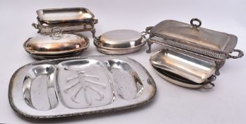 COLLECTION OF VICTORIAN SILVER PLATED SERVING DISHES