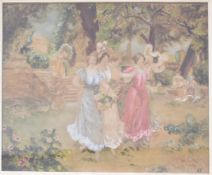 AGNES MARY FREEMAN - 19TH CENTURY VICTORIAN GARDEN PAINTING