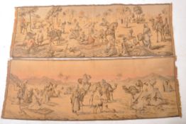 PAIR OF ARABIC 20TH CENTURY WOVEN RELIGIOUS TABLE RUNNERS