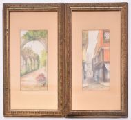 PAIR OF MID CENTURY WATERCOLOUR & PENCIL ENGLISH VIEWS