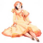 FRENCH ART DECO STYLE MID CENTURY LADY RAG DOLL IN DRESS