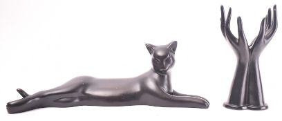 TWO PIECES OF VINTAGE 20TH CENTURY BLACK STUDIO ART POTTERY