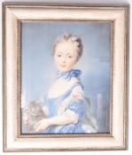 PERRONNEAU - GIRL WITH A KITTEN - MID CENTURY PRINT