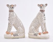 MIRANDA C. SMITH - PAIR CONTEMPORARY PORCELAIN LEOPARDS