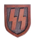 WWII SECOND WORLD WAR GERMAN SS WOODEN PLAQUE