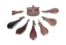 COLLECTION OF ASSORTED POWDER FLASKS