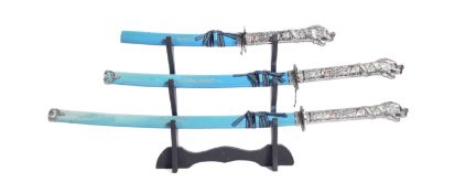 THREE PIECE JAPANESE KATANA SWORD SET