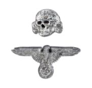 TWO WWII SECOND WORLD WAR STYLE THIRD REICH CAP BADGES