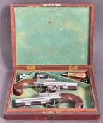 ARMS - CASED PAIR OF JOHN TWIGG 38-BORE FLINTLOCK