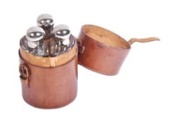19TH CENTURY VICTORIAN TRIPLE DECANTER HIP FLASK SET