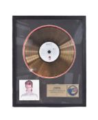 DAVID BOWIE - LIMITED EDITION ALADDIN SANE GOLD DISC AWARD