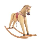 VINTAGE MID 20TH CENTURY CHILD'S FABRIC MANE ROCKING HORSE