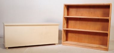 20TH CENTURY BLANKET BOX AND PINE BOOKCASE
