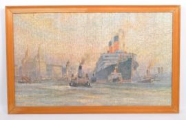 FRAMED JIGSAW CUNARD LINER RMS CARMANIA LIVER BUILDING