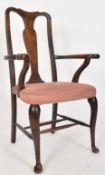 QUEEN ANNE REVIVAL MAHOGANY DESK OFFICE ARM CHAIR
