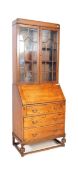 1920'S GEORGE V GOLDEN OAK BUREAU BOOKCASE DESK