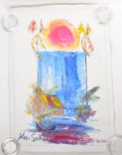 2010 OIL ON CANVAS WATERFALL SUNSET BY KEN ABENDANA JUNIOR