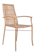 RETRO CIRCA 1970S BAMBOO WICKER & METAL GARDEN ARMCHAIR