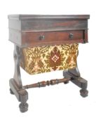 19TH CENTURY WILLIAM IV ROSEWOOD PEDESTAL SEWING TABLE