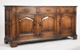18TH CENTURY REVIVAL IPSWICH OAK SIDEBOARD CREDENZA