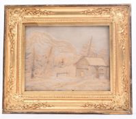 VICTORIAN CIRCA 1860 HUMAN HAIR ON GLASS FRAMED DIORAMA