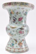 19TH CENTURY CHINESE HAND PAINTED CELADON CERAMIC VASE