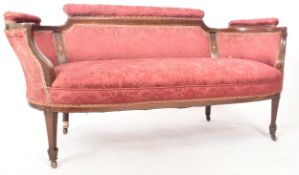 EDWARDIAN MAHOGANY INLAID SALON - WINDOW SOFA SETTEE