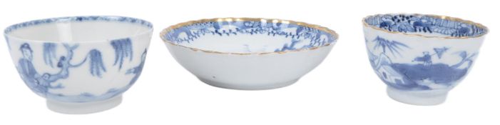 THREE 19TH CENTURY CHINESE BLUE & WHITE PORCELAIN BOWLS