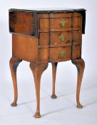 QUEEN ANNE REVIVAL WALNUT VENEERED DROP LEAF SIDE TABLE