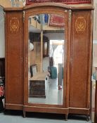 19TH CENTURY FRENCH BURR WALNUT ORMOLU INLAID ARMOIRE