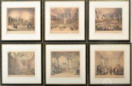 PUGIN & ROWLANDSON - MICROCOSM OF LONDON - SIX ENGRAVINGS