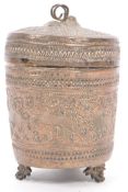 19TH CENTURY INDIAN SILVER PLATE ZODIAC TEA CADDY