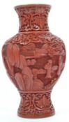 19TH CENTURY CHINESE CINNABAR BALUSTER VASE