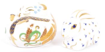 ROYAL CROWN DERBY IMARI PAPERWEIGHTS - MOUSE & RABBIT