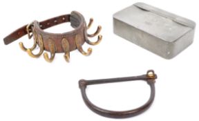 VICTORIAN 19TH CENTURY CAMPAIGN LEATHER TENT POLE HOOKS