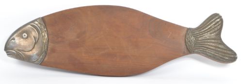 LARGE 20TH CENTURY FOLK ART WOODEN FISH SERVING PLATTER