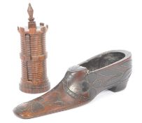 19TH CENTURY TREN STRING HOLDER & GEORGE III SLIPPER