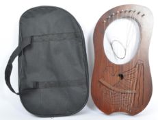 20TH CENTURY TEN STRING LYRE HARP IN CARRY CASE
