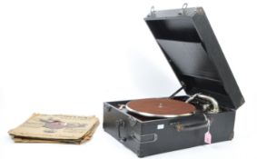 VINTAGE PORTABLE WIND UP GRAMOPHONE BY GARRARD
