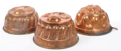 THREE 19TH CENTURY FRENCH COPPER JELLY MOULDS