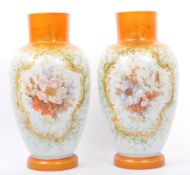 TWO EARLY TO MID 20TH CENTURY EGGSHELL HAND PAINTED VASES