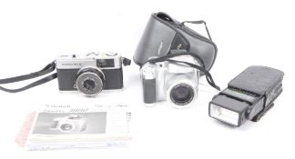 OLYMPUS TRIP 35 FILM CAMERA IN CASE WITH FINEPIX CAMERA & FLASH