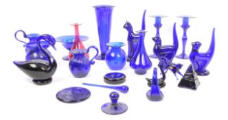 COLLECTION OF 19TH CENTURY & LATER BRISTOL BLUE GLASS