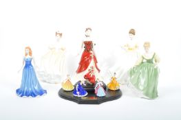 COLLECTION OF BONE CHINA PORCELAIN ROYAL DOULTON LADY FIGURES