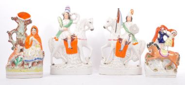 FOUR PIECES VICTORIAN 19TH CENTURY STAFFORDSHIRE FIGURES