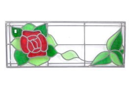 VINTAGE 20TH CENTURY STAIN GLASS WINDOW ROSE PANEL