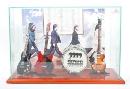 THE BEATLES MINIATURE GUITARS AND DRUM SET DIORAMA CASED